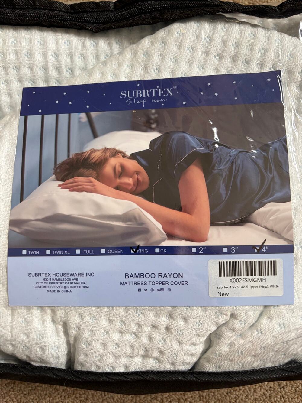 SUBRTEX Bamboo Rayon Mattress Topper Cover